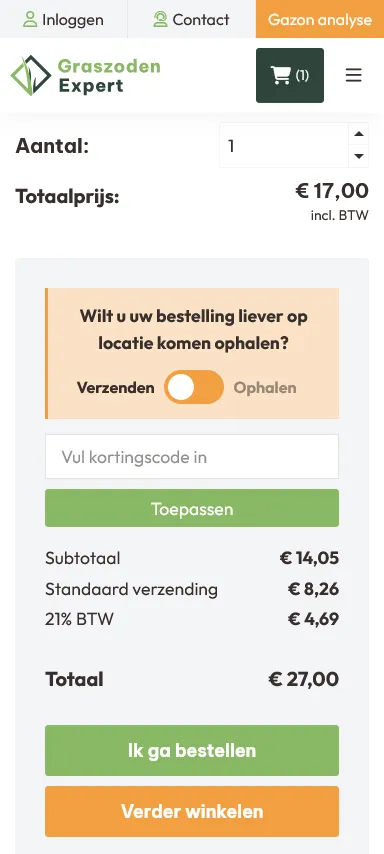 Graszoden Expert winkelwagen