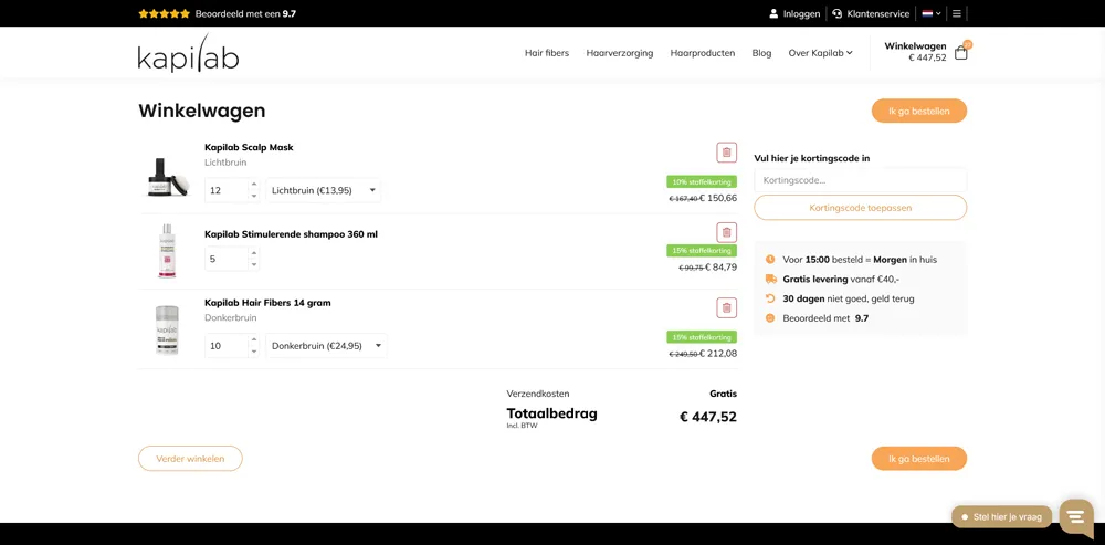 Kapilab winkelwagen desktop