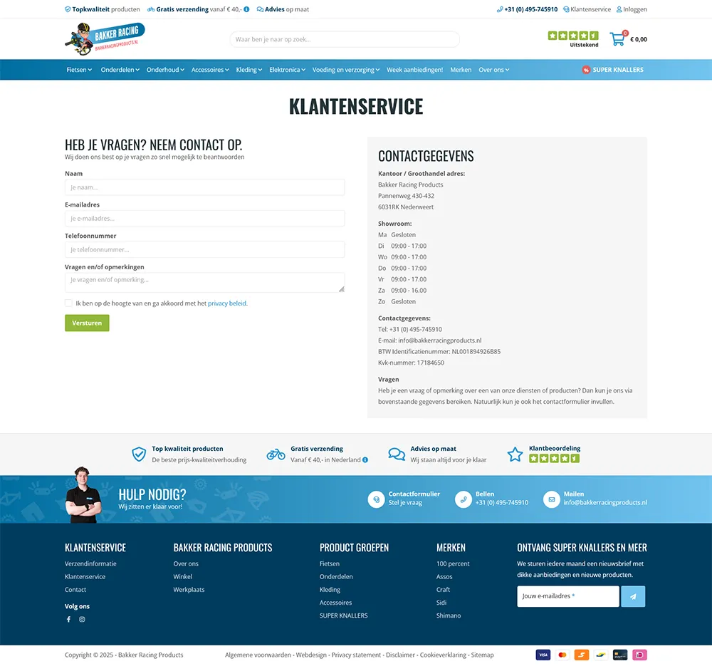 Bakker Racing Product contact