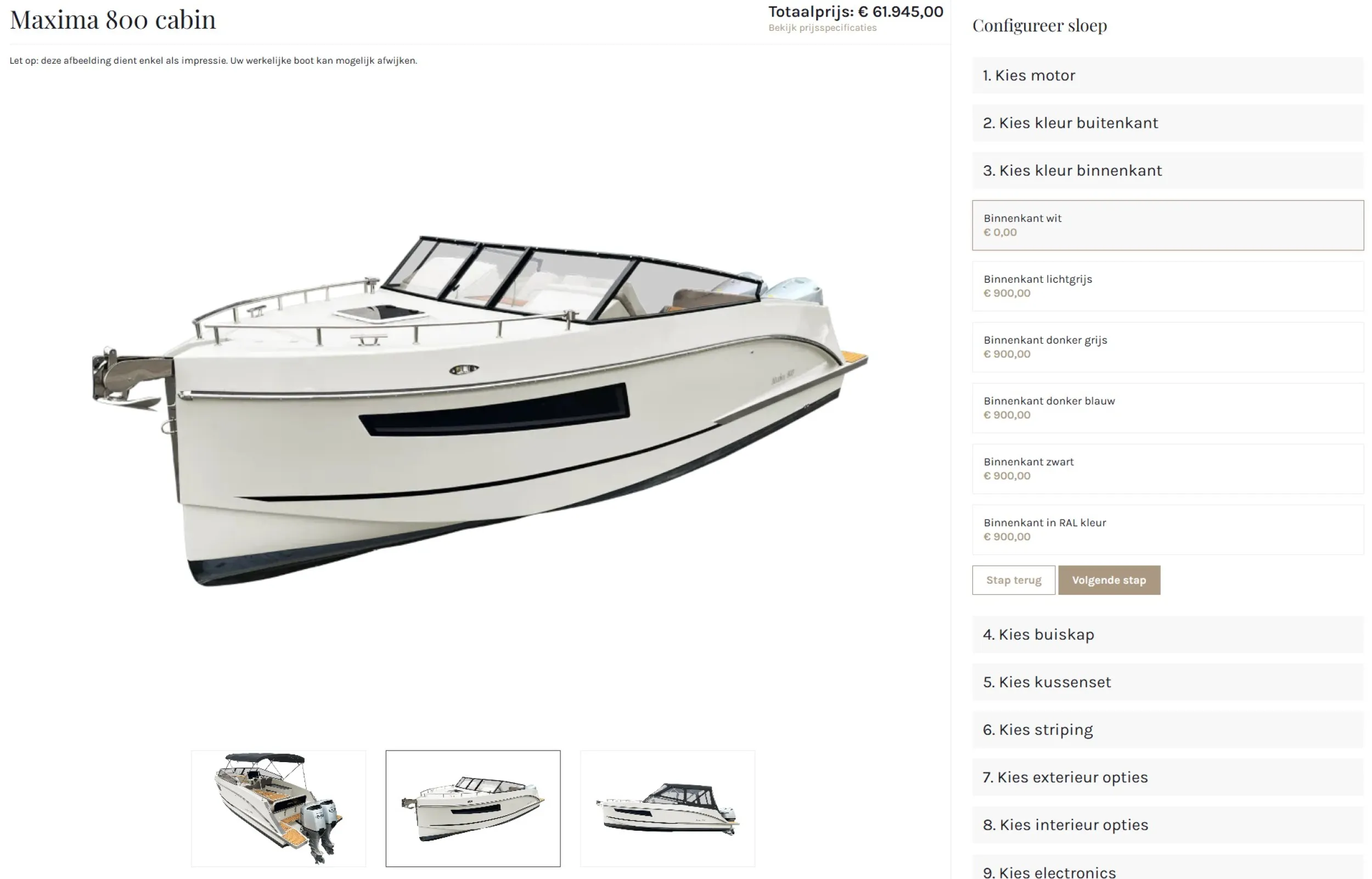 Maxima Boats configuratie boot